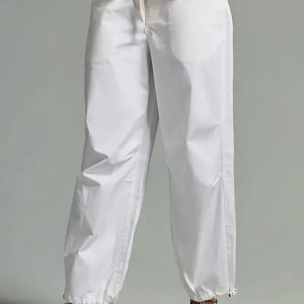 Anthropologie Pilcro Wide-Leg Women's Pants White Size M With Ankle Drawstring - Picture 2 of 11